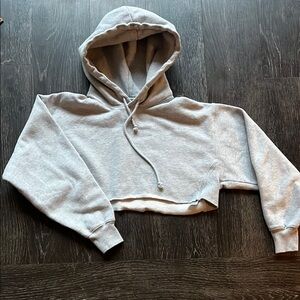 Tuna Cozy AF Gray Cropped Hoodie Sweater